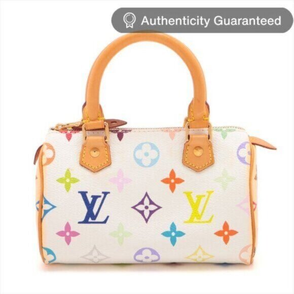 Authentic Louis Vuitton Mini Nano Speedy Monogram Multicolor Sac Bag HL White - Picture 1 of 14